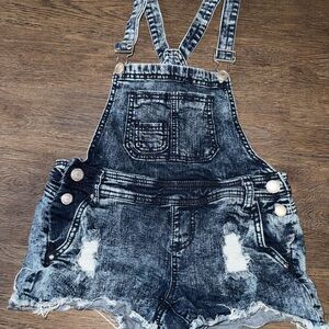 Denim Distressed Overalls size 3